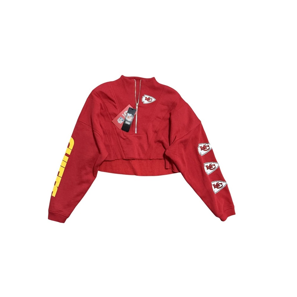 Kansas City Chiefs Sweatshirt Womens Medium Red Cropped NFL Football Ultra Game